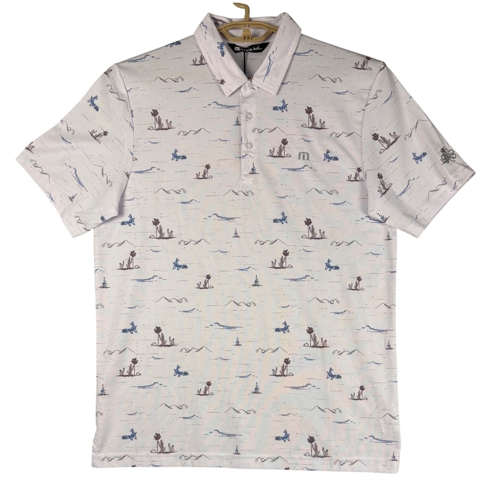 TravisMathew Warp Drive Erin Hills Golf Polo Shirt Men Large Desert Print 1MW112